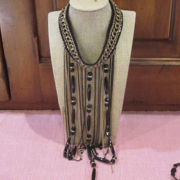 Black and Gold Choker Necklace - Picture 2 of 2